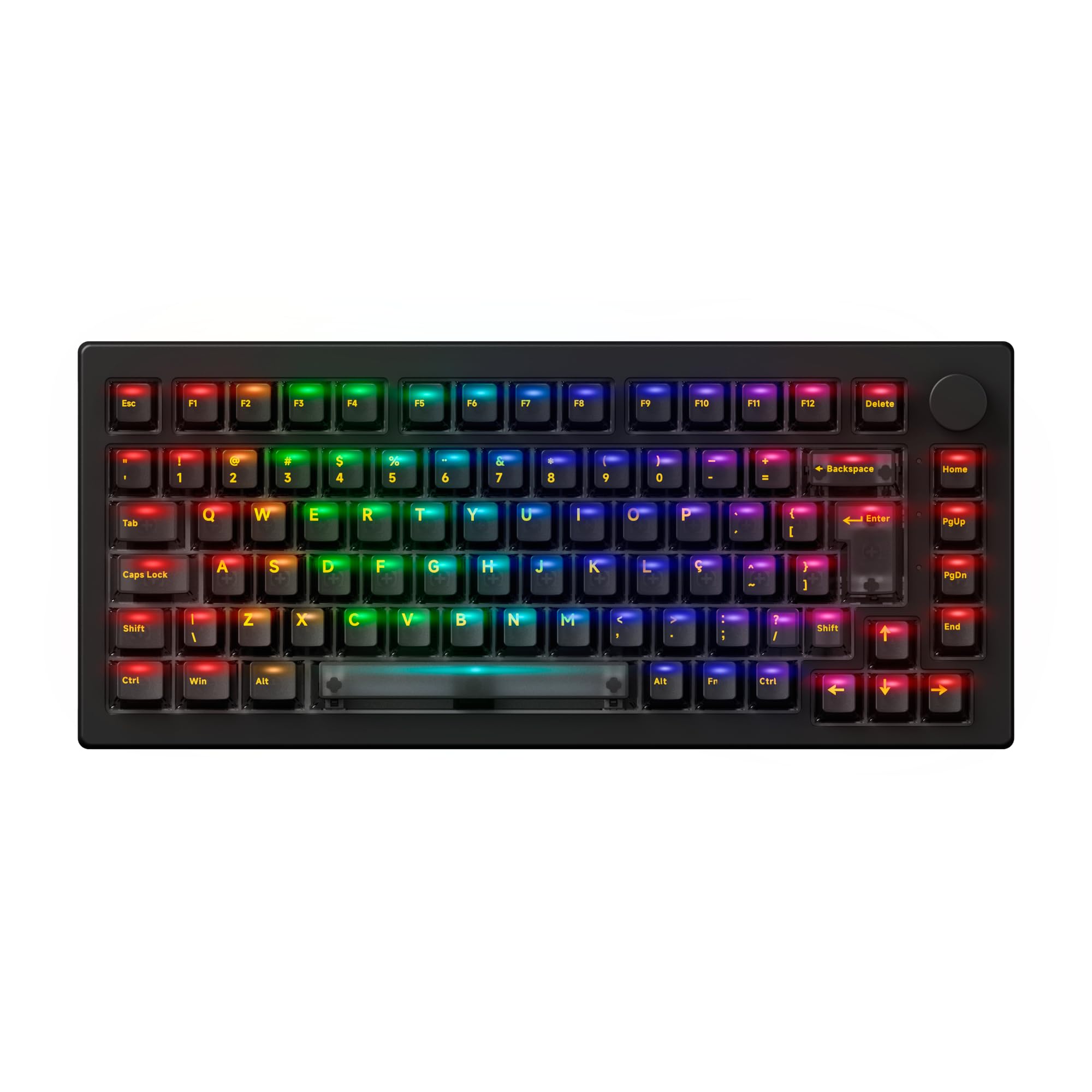 Teclado mecânico Akko ABNT2 5075 Clear Black com switch V3 Cream